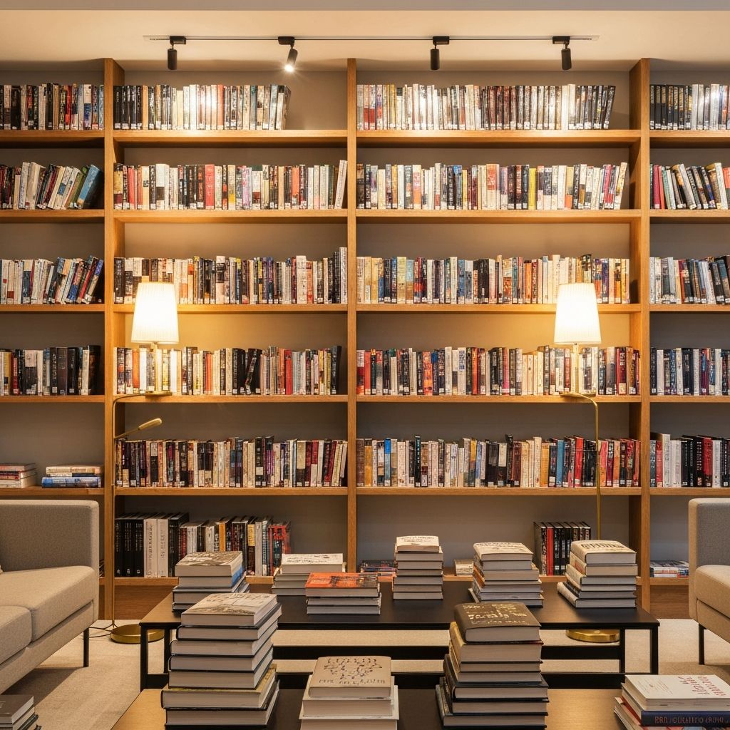 Cozy library with books